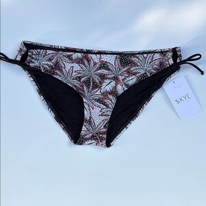 NWT Skye Black & Red leaves palms side tie Juliana Bikini Bottom size Medium